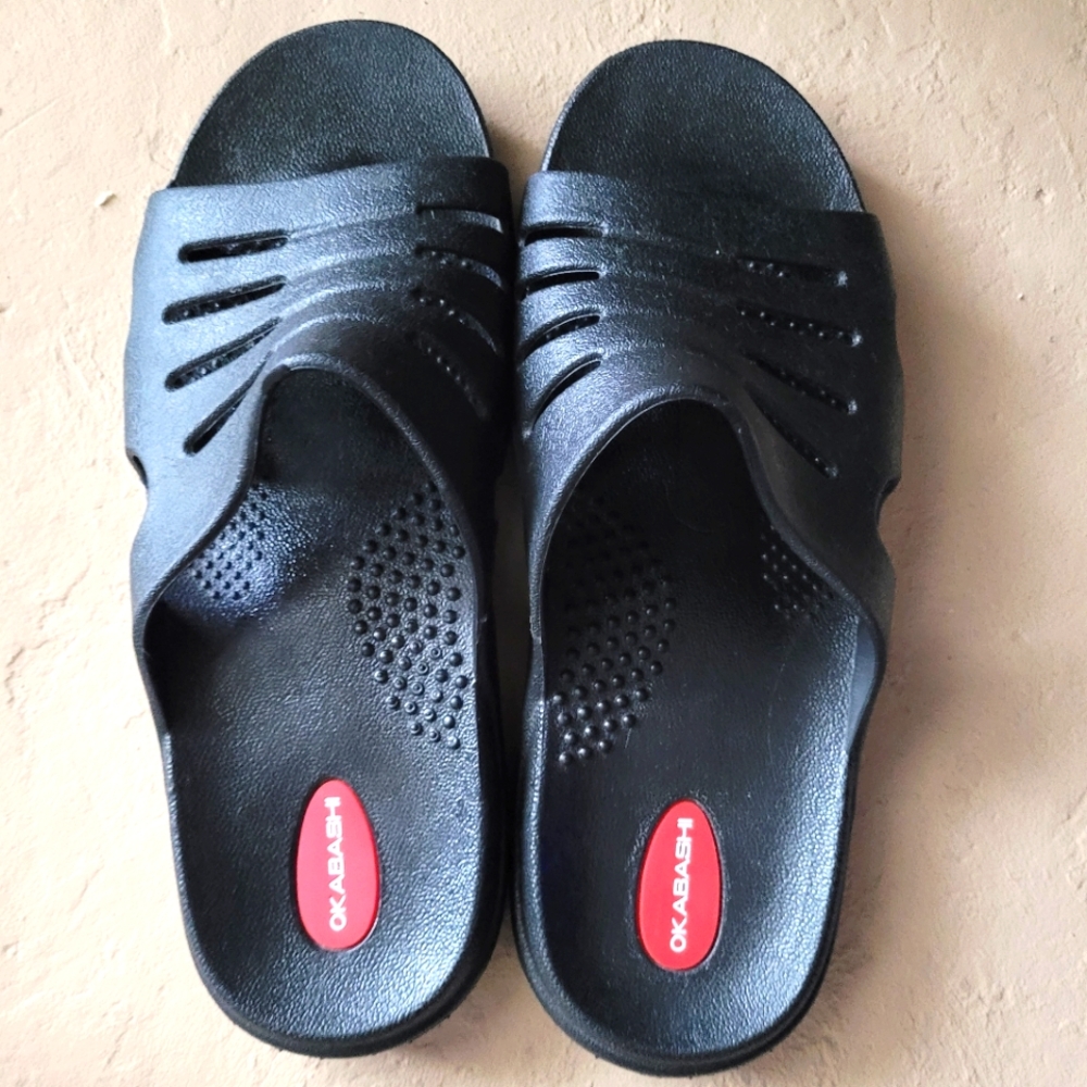 Okabashi Men's Black Slide Sandals Size L